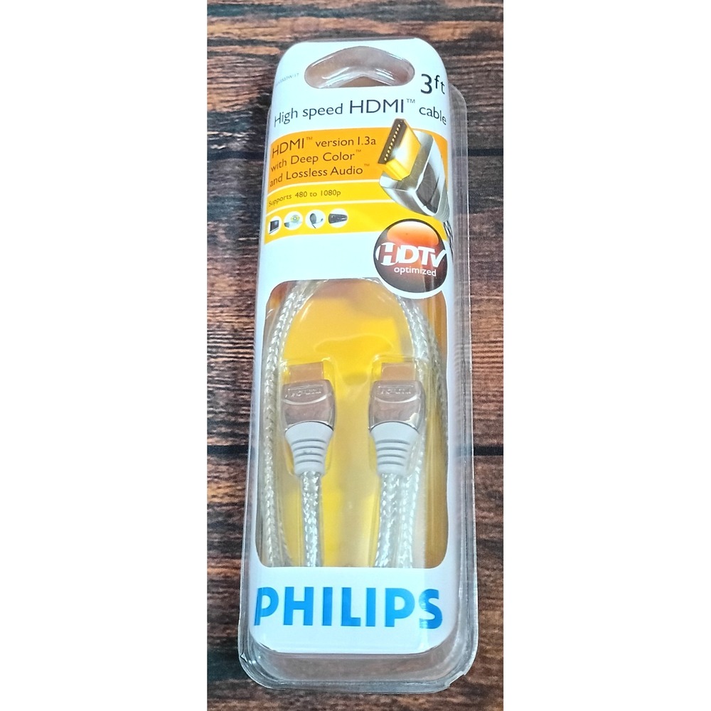 Philips 3ft High Speed HDMI Cable 1.3a‎ 1080p Gold Plated SWV3533W/17 New